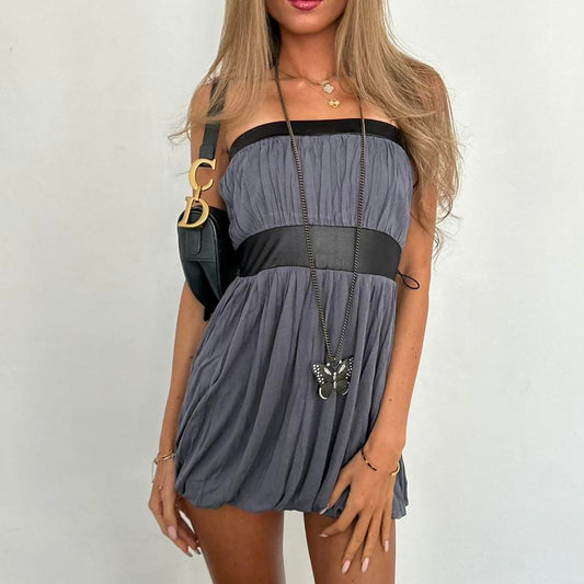 Vintage strapless grey mini dress