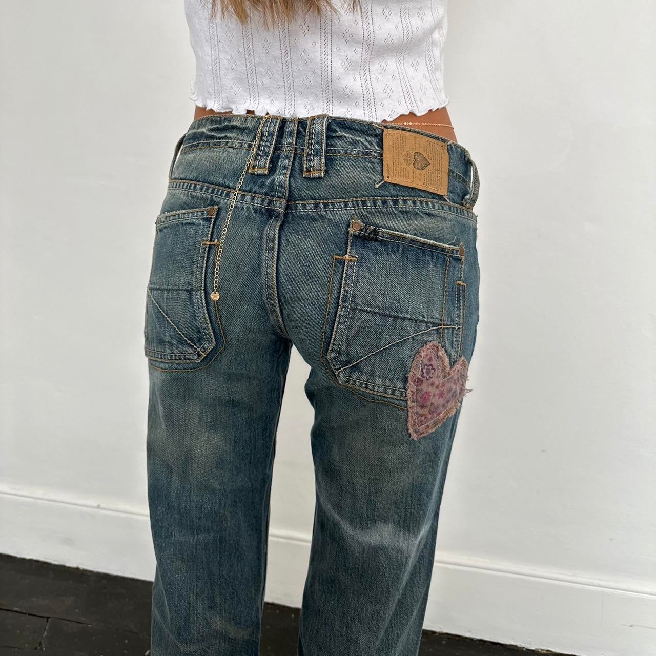 Vintage 2000s RARE heart patch jeans