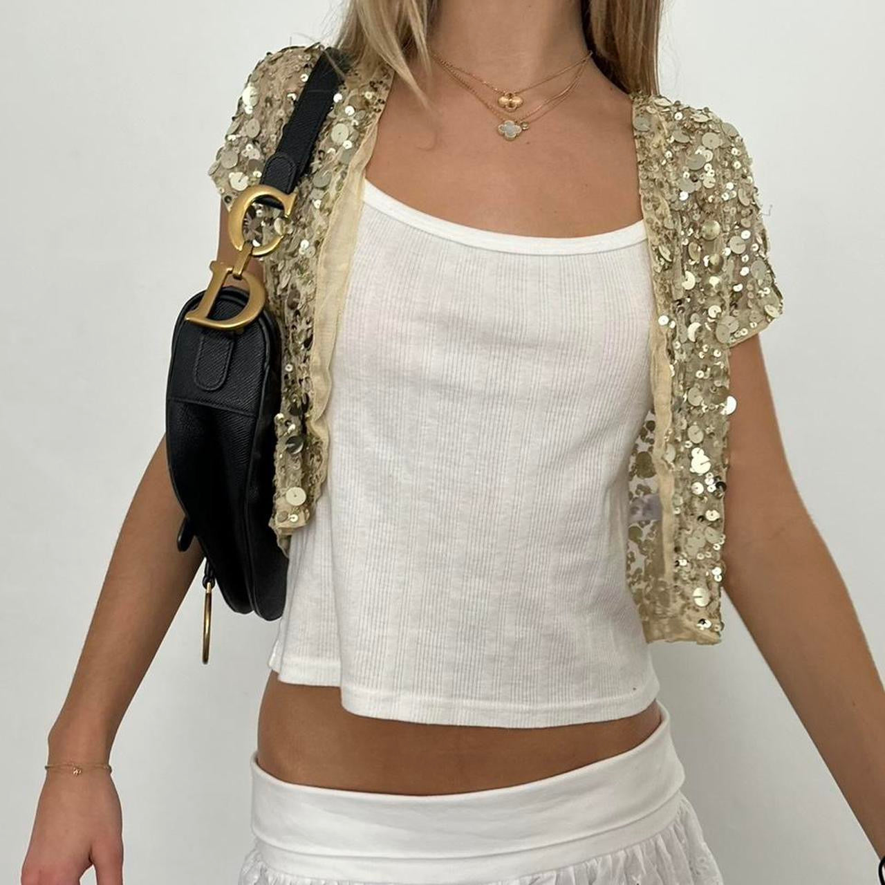 Vintage 90’s gold sequin cardigan top