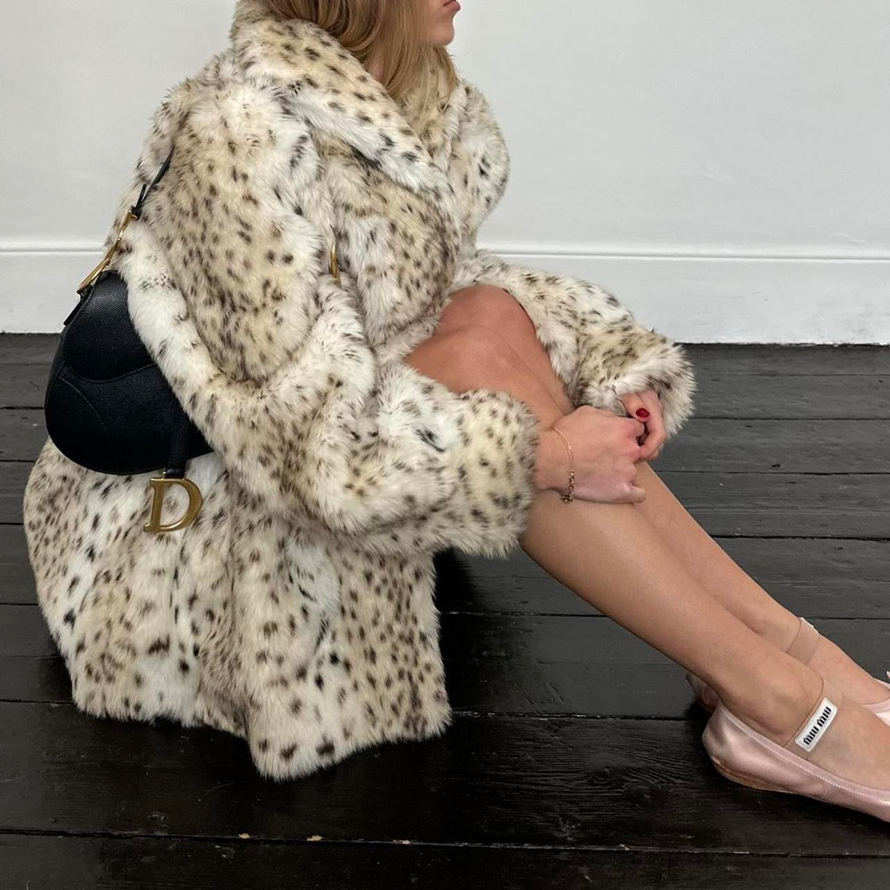 Vintage 90’s vintage faux fur leopard jacket