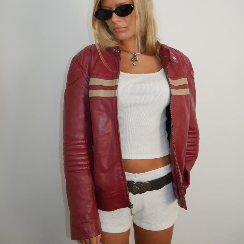 Vintage 90’s red graphic leather jacket