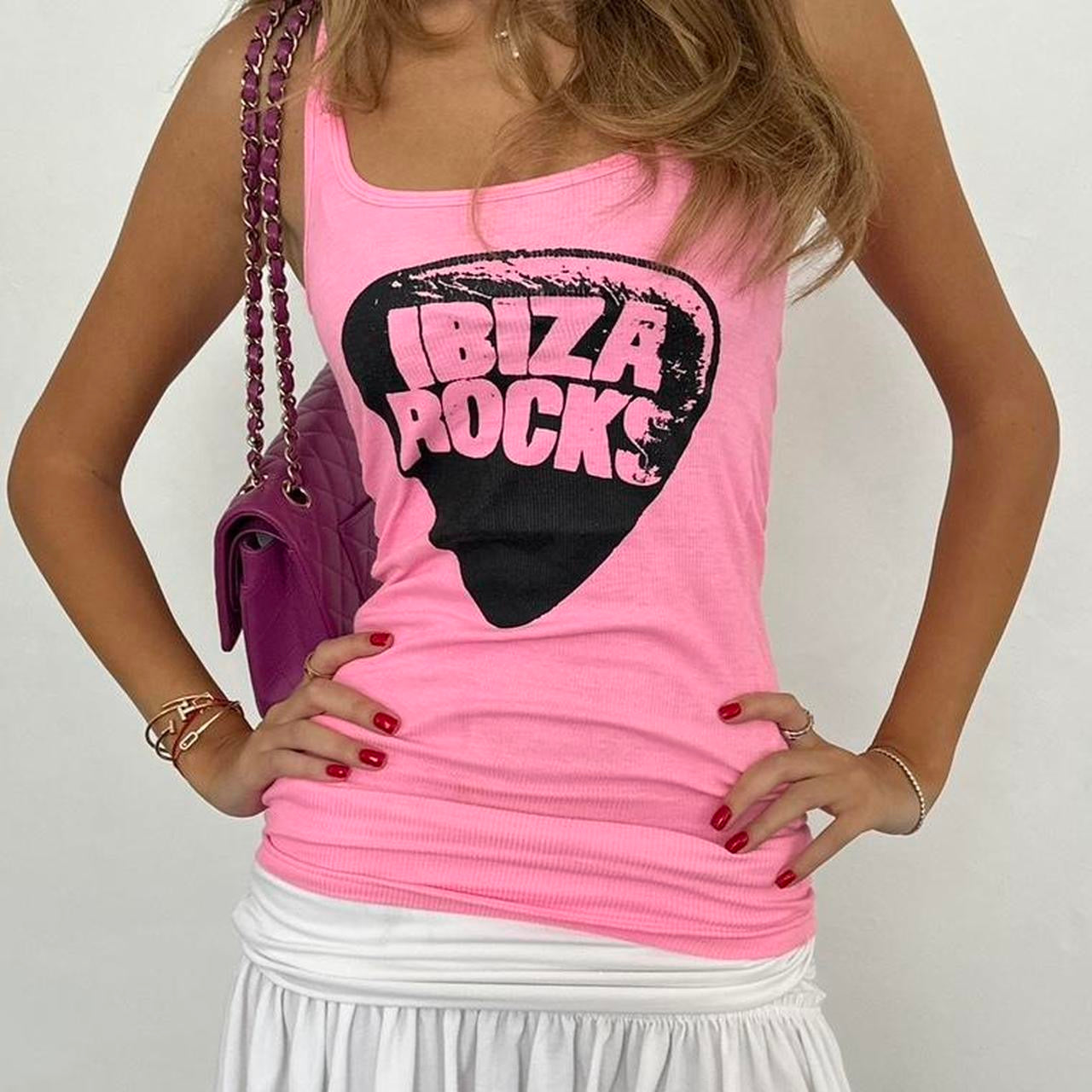 Vintage 00s pink ibiza rocks top