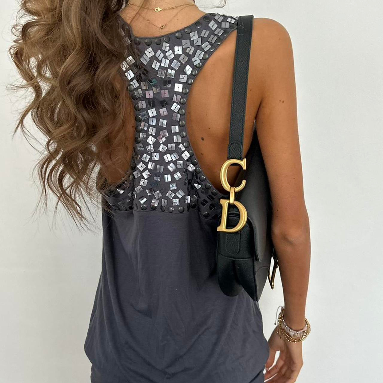 Vintage 00s grey studded dress