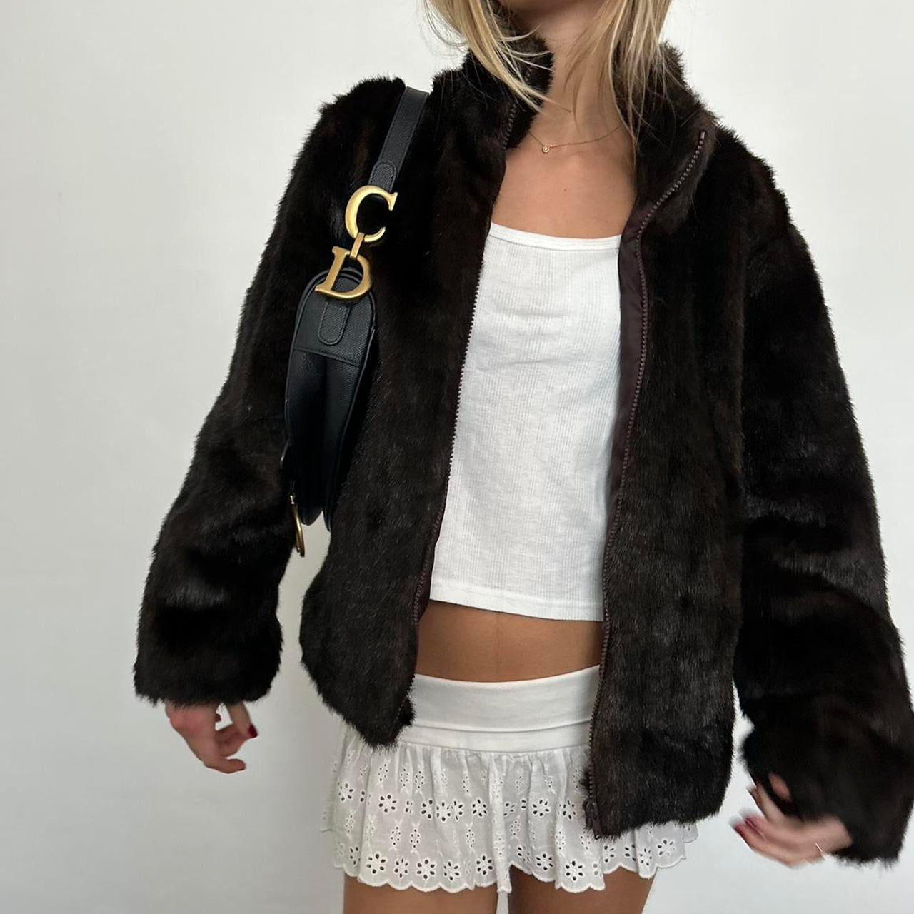 Vintage 2000’s dark brown faux fur jacket