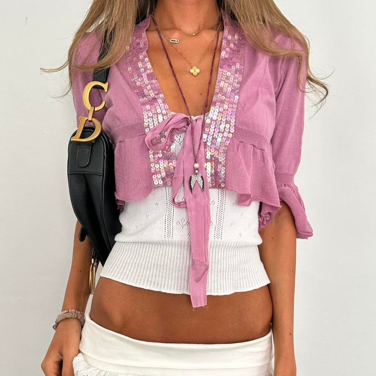 Vintage 2000s sequin tie up top