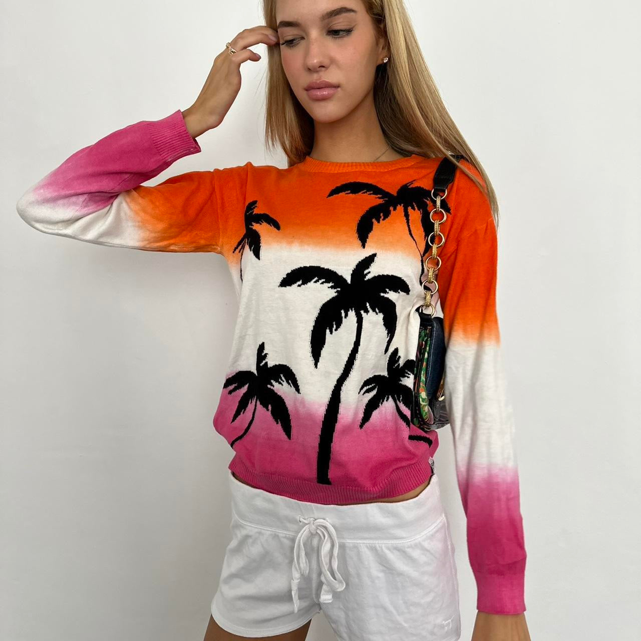 Vintage 90’s surf girl palm tree sweater