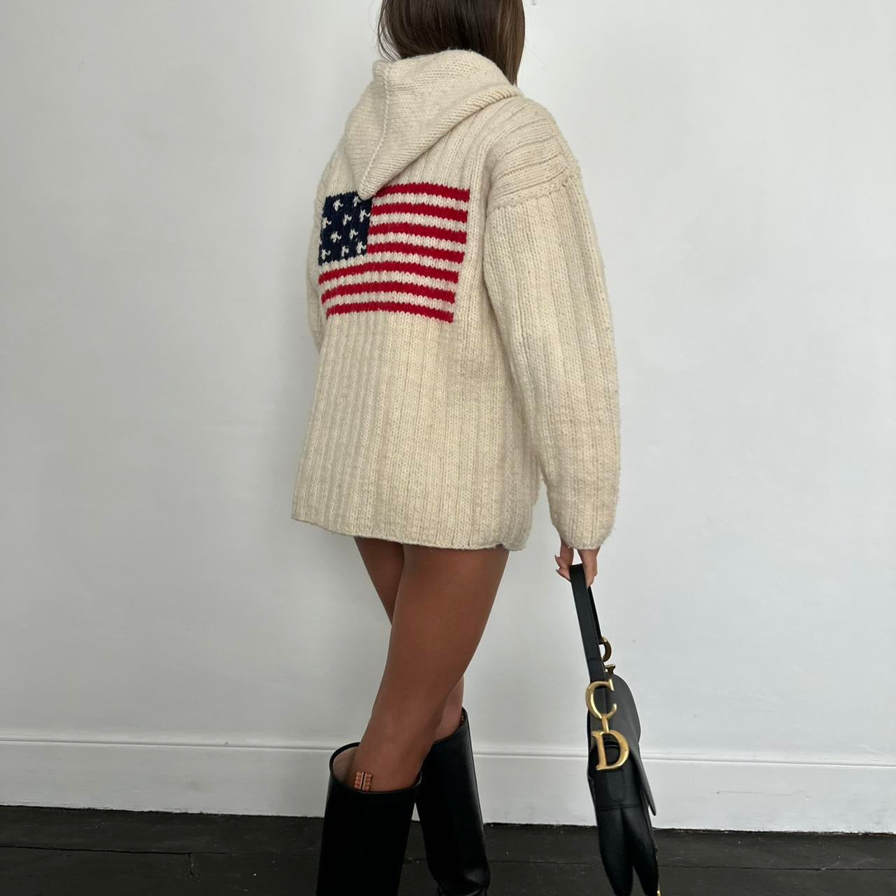 Vintage 90s American flag knit jacket