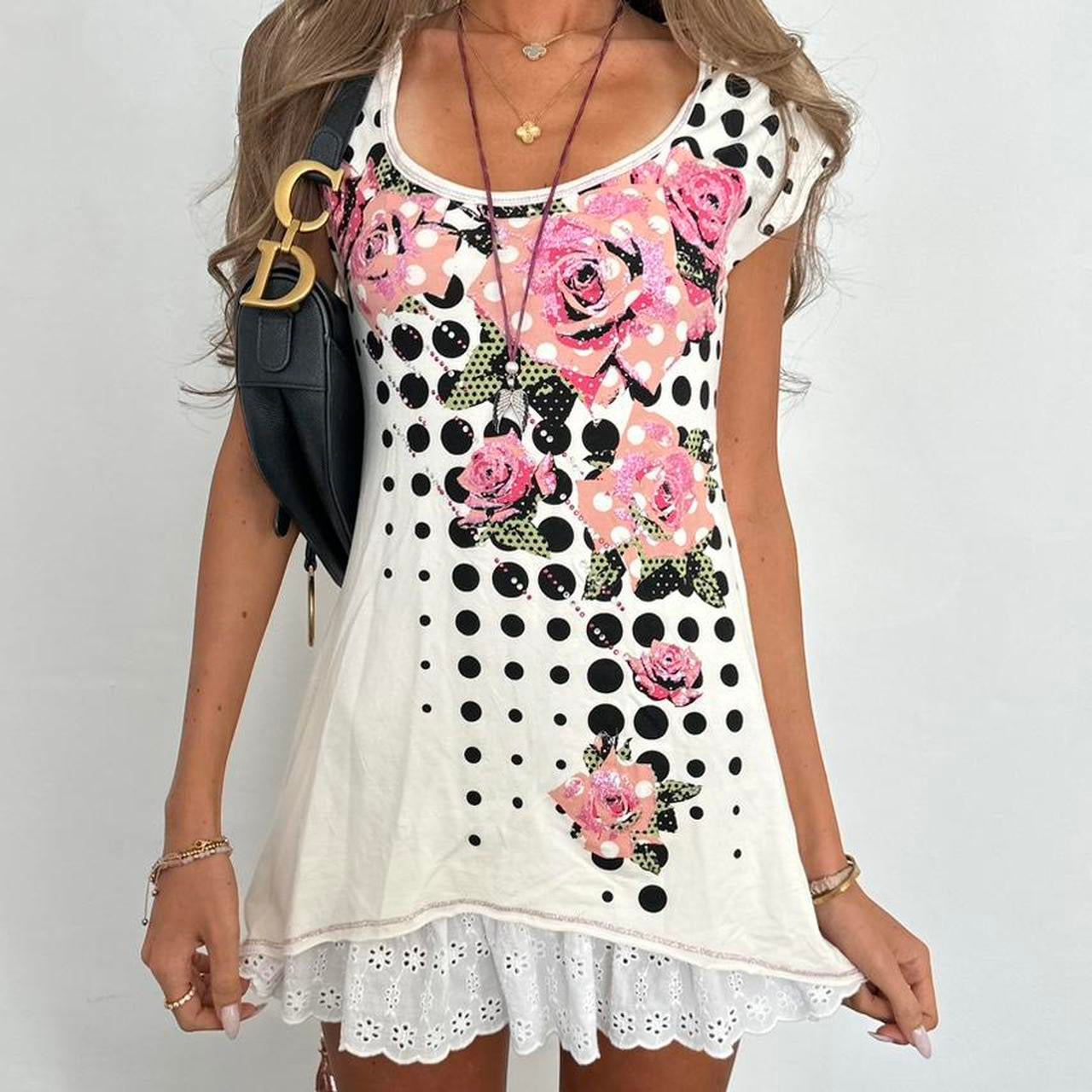 Vintage 00s rose graphic top