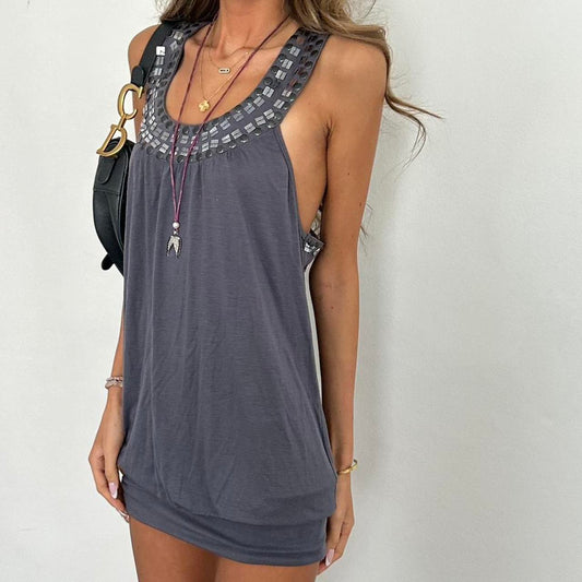 Vintage 00s grey studded dress