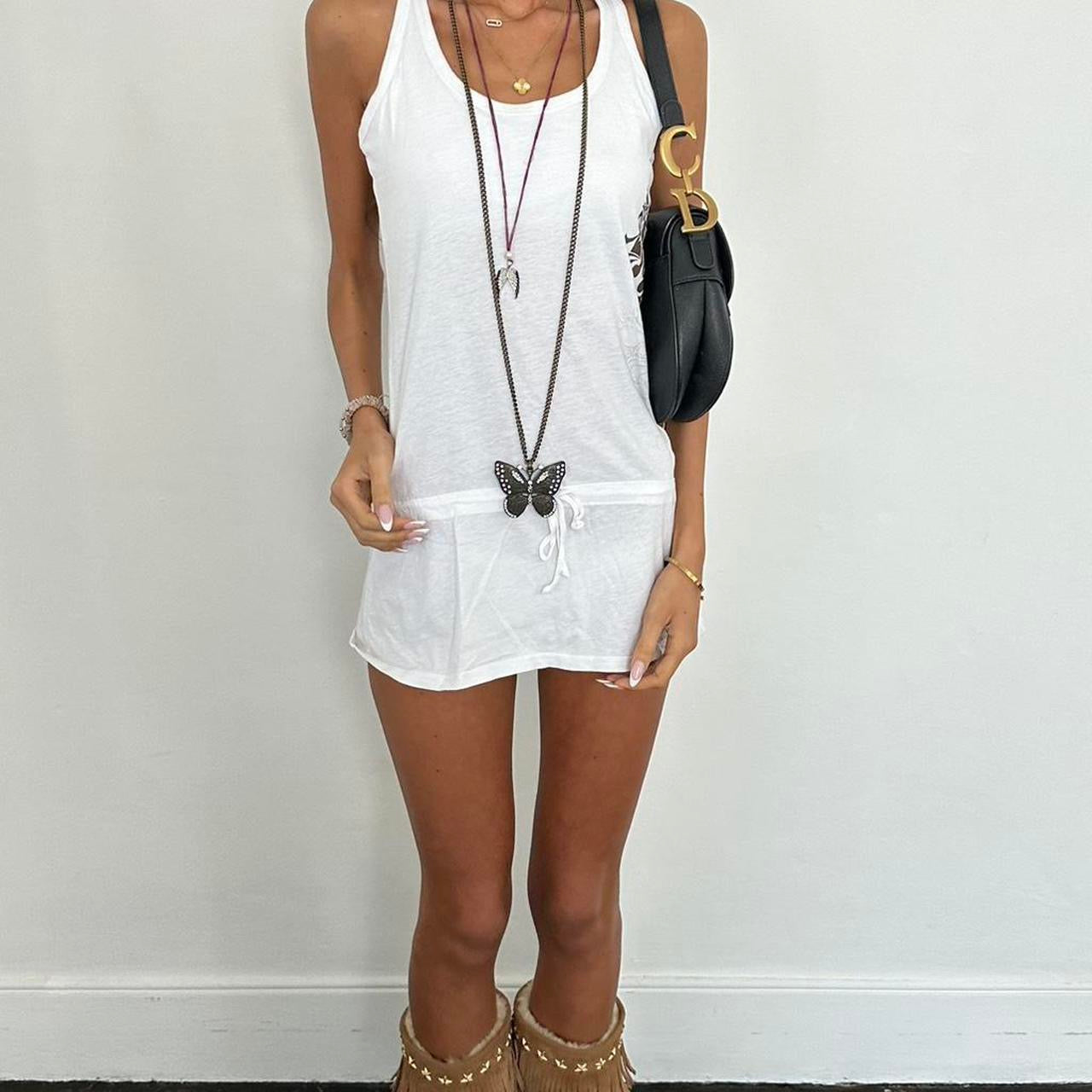 Vintage 00s Roxy white mini dress