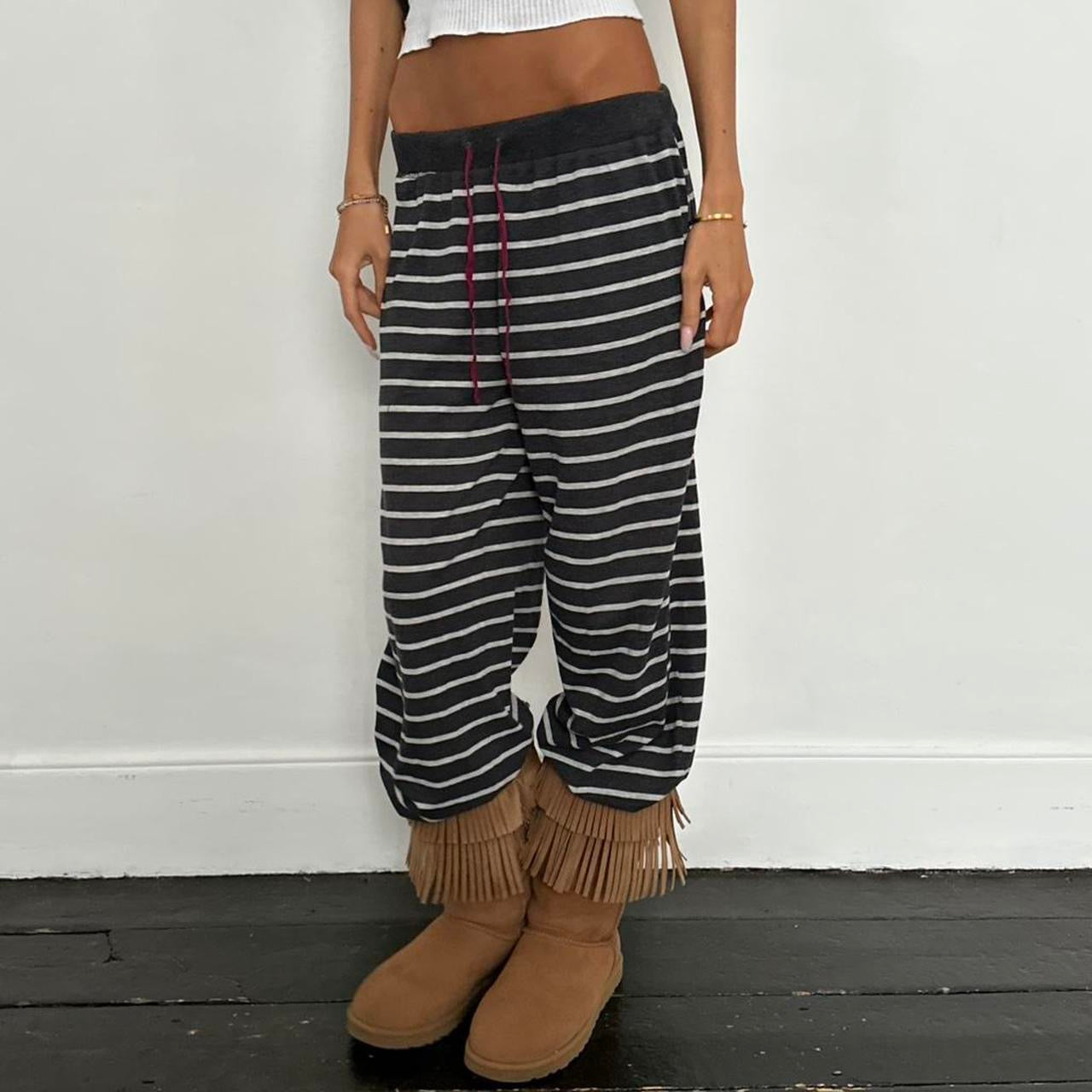 Vintage stripes black and grey sweatpants