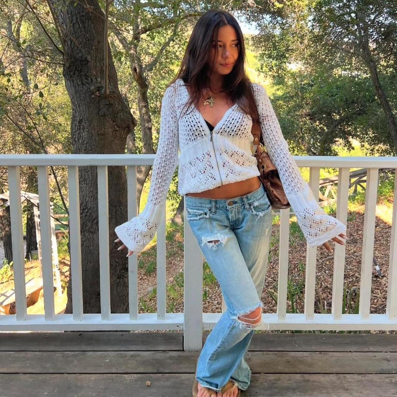 Vintage 90’s crochet knit white top