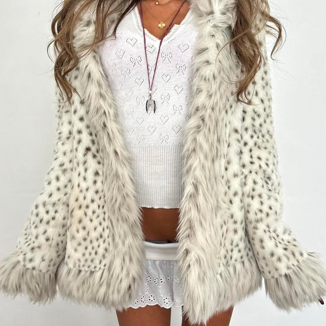 Vintage 2000’s animal print faux fur jacket