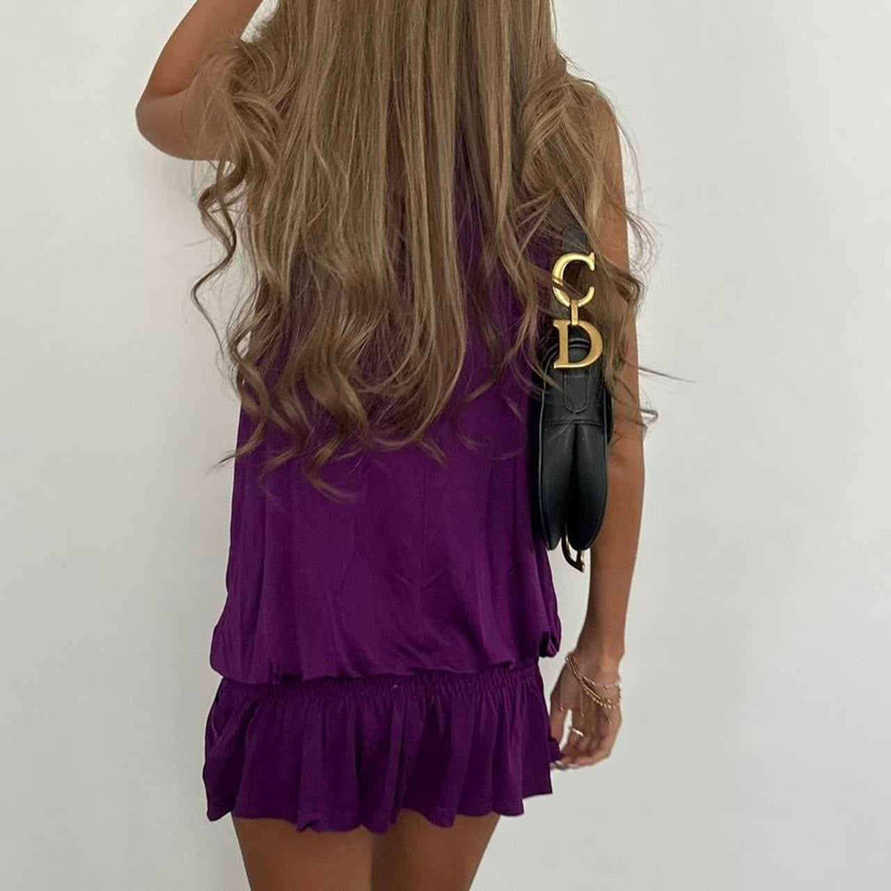 Vintage 00s purple studded boho mini dress