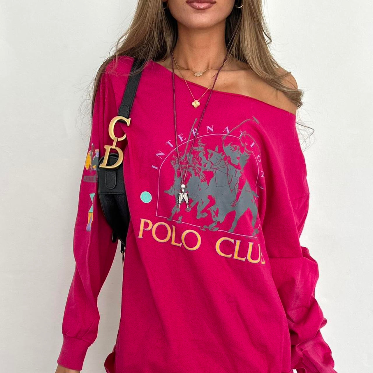 Vintage 00s pink polo club long sleeve top