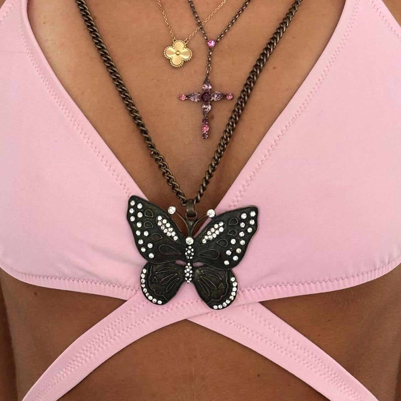 Vintage 00s Jcrew pink wrap bikini top