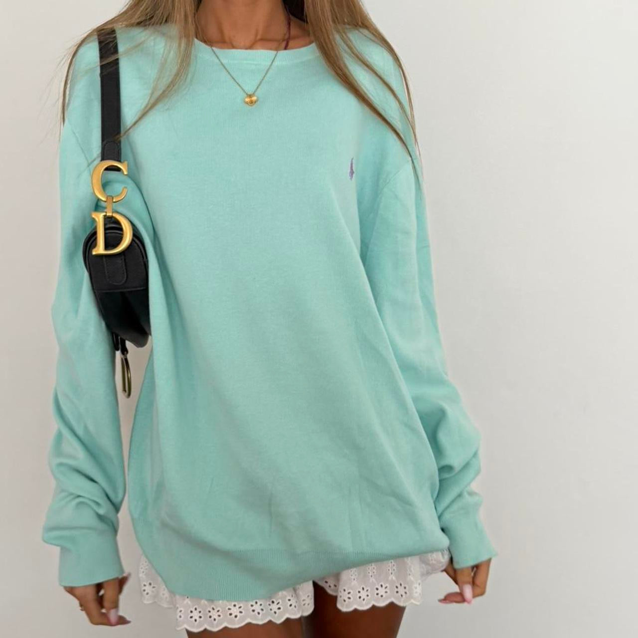 Vintage 00s Polo Ralph Lauren baby blue light sweater