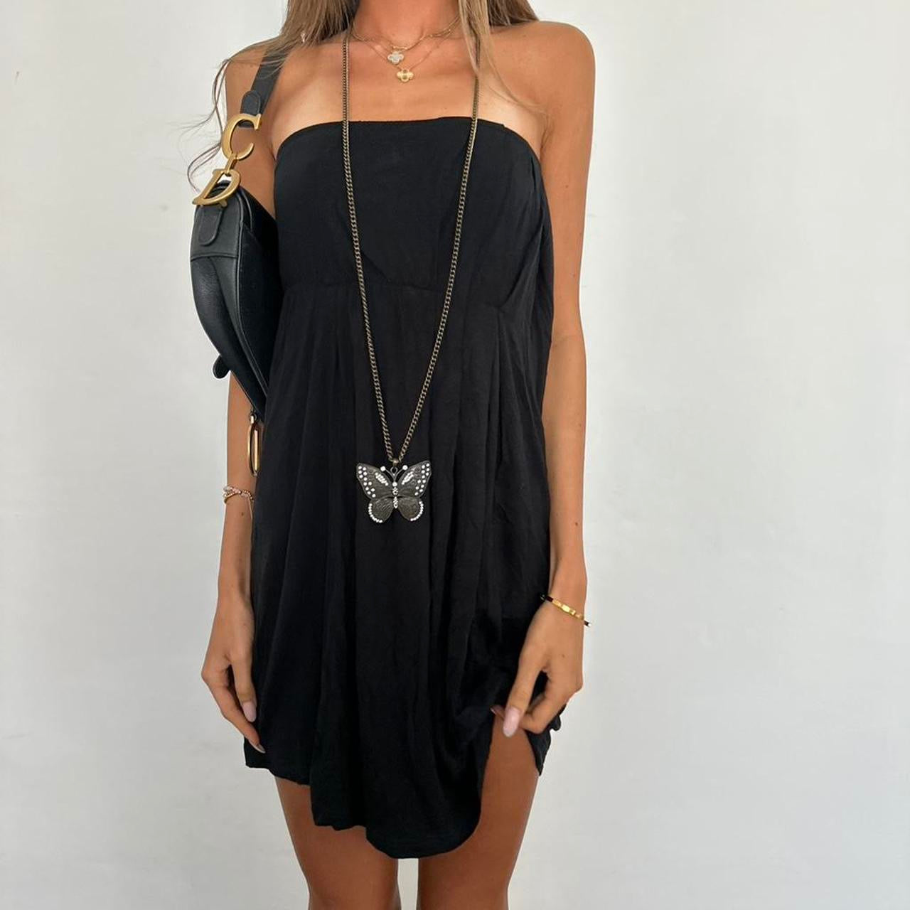 Vintage strapless black mini dress