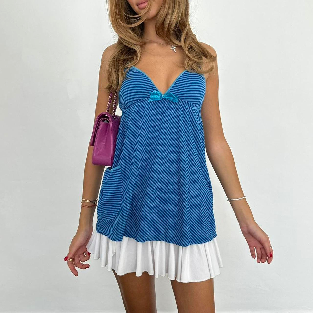 Vintage 00s Victoria’s Secret blue striped  cami top