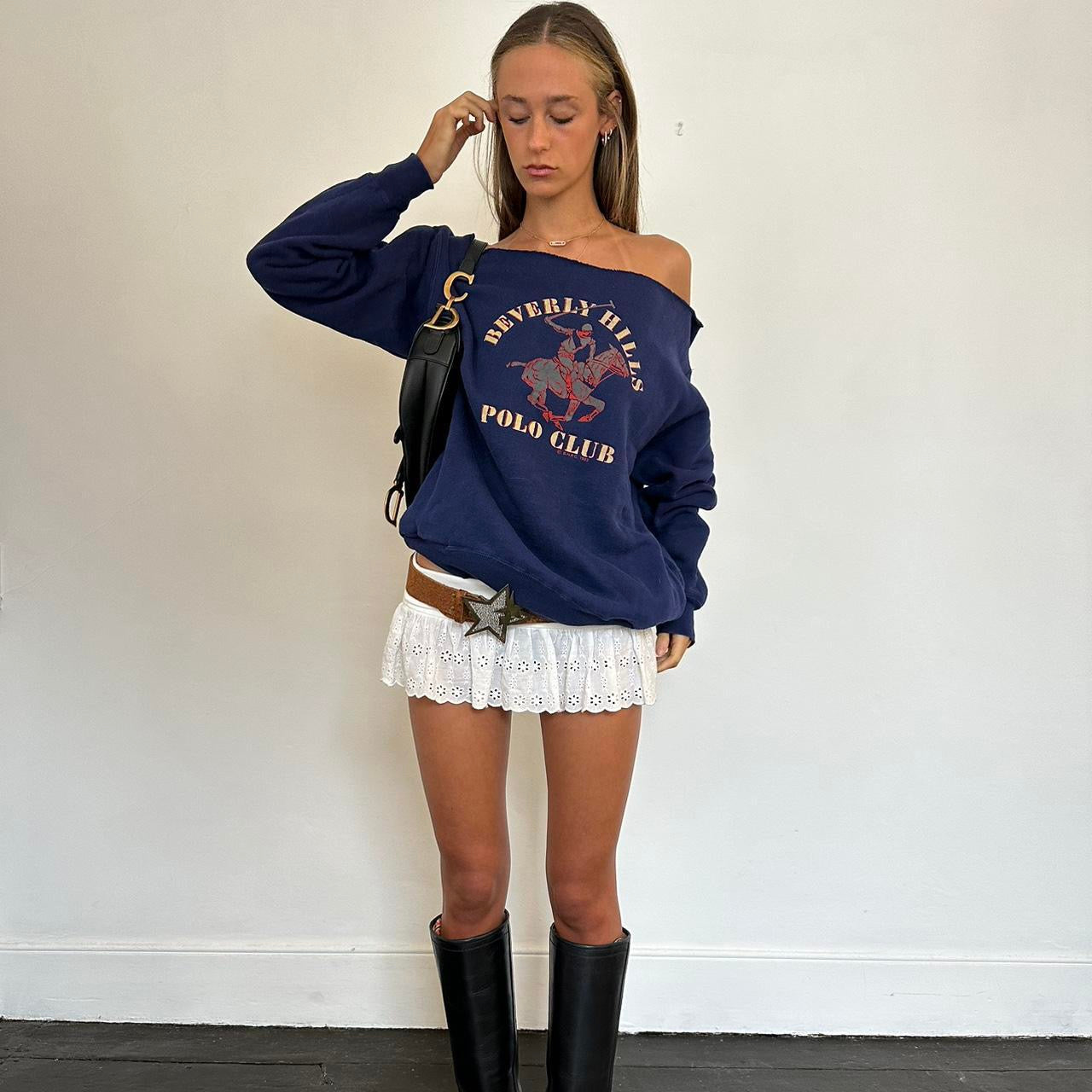 Vintage 90s Beverly Hills Polo Club off shoulder sweatshirt