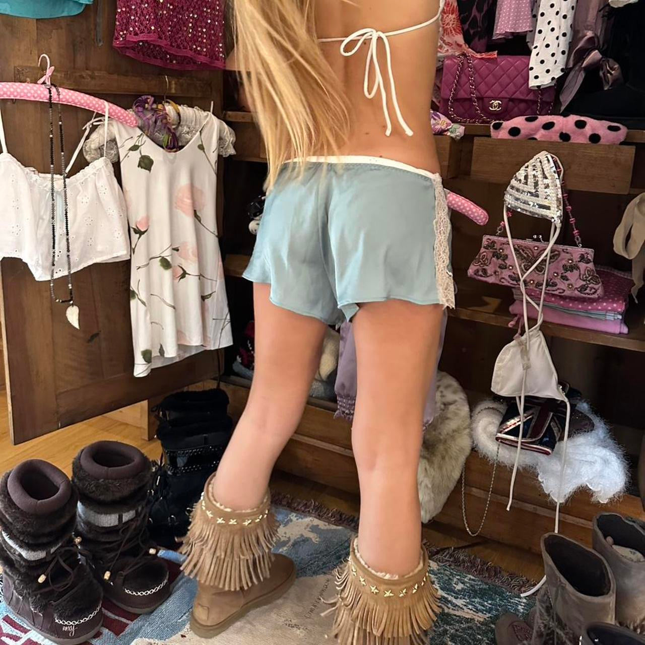 Vintage 90’s Victoria’s Secret silky blue shorts