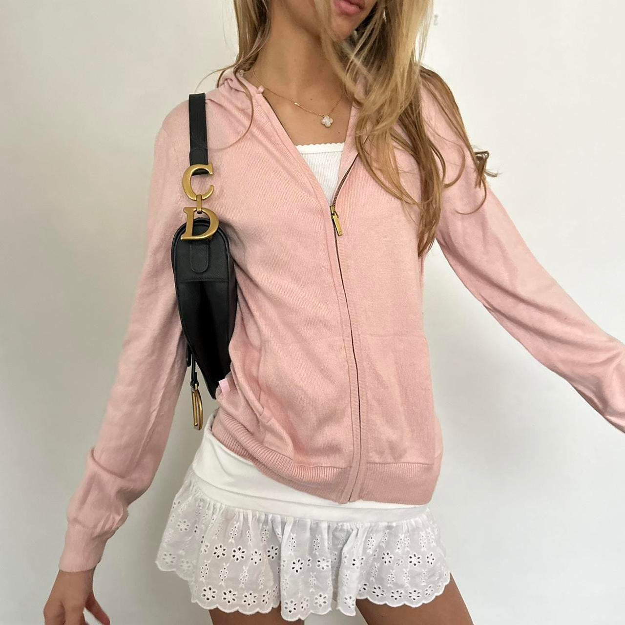 Vintage Ralph Lauren pink knit zip up hoodie