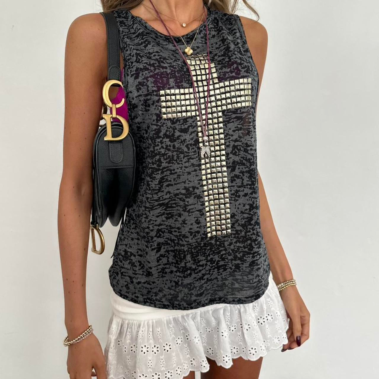 Vintage 2000’s studded cross tank top