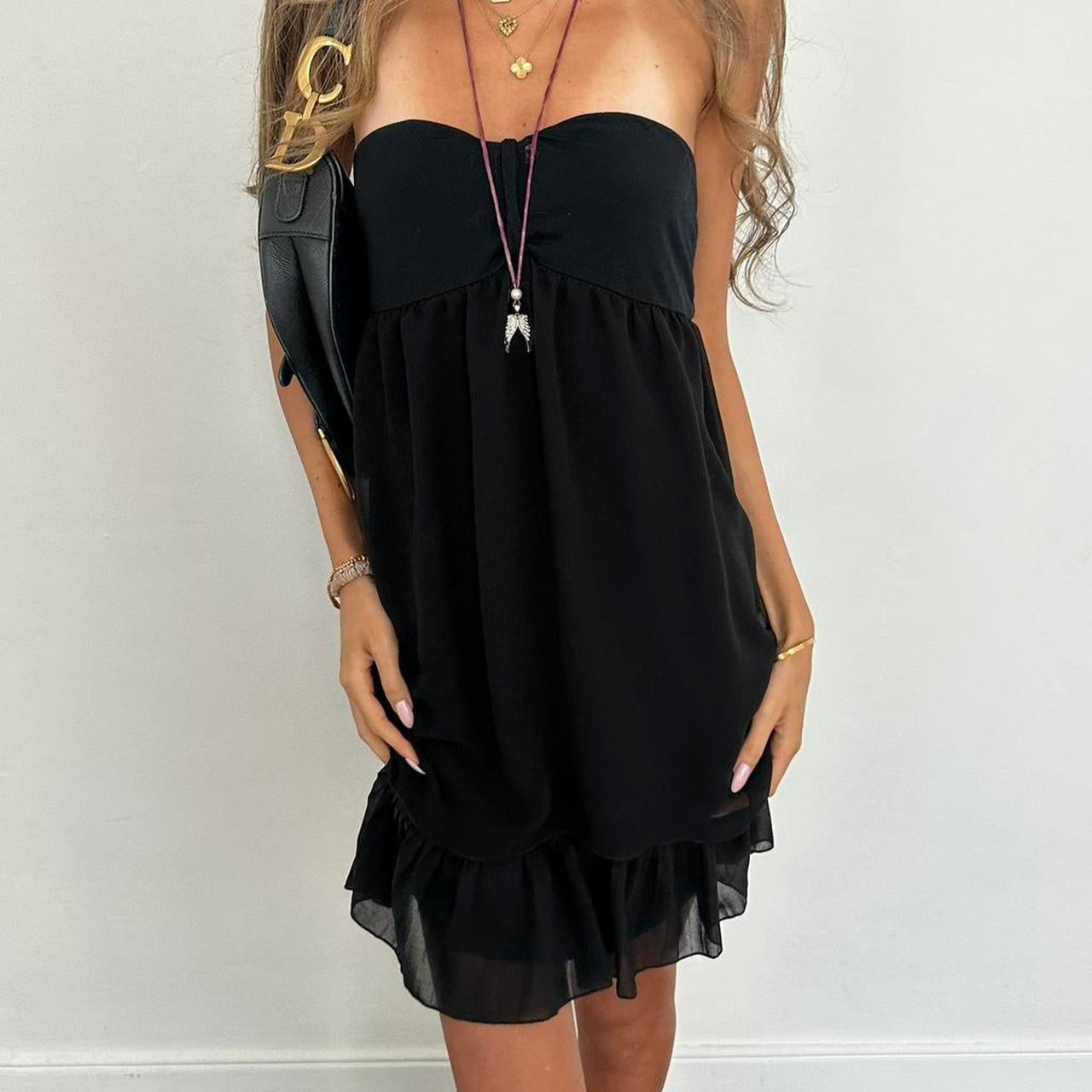 Vintage 90’s soft strapless black mini dress