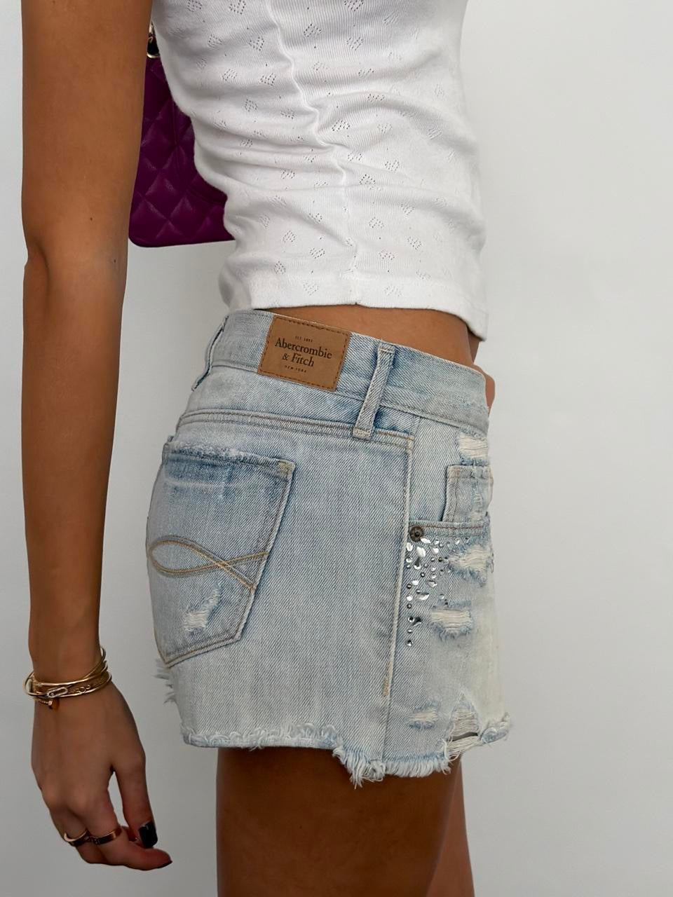 Vintage 00s Abercrombie and Fitch denim jewel distressed shorts