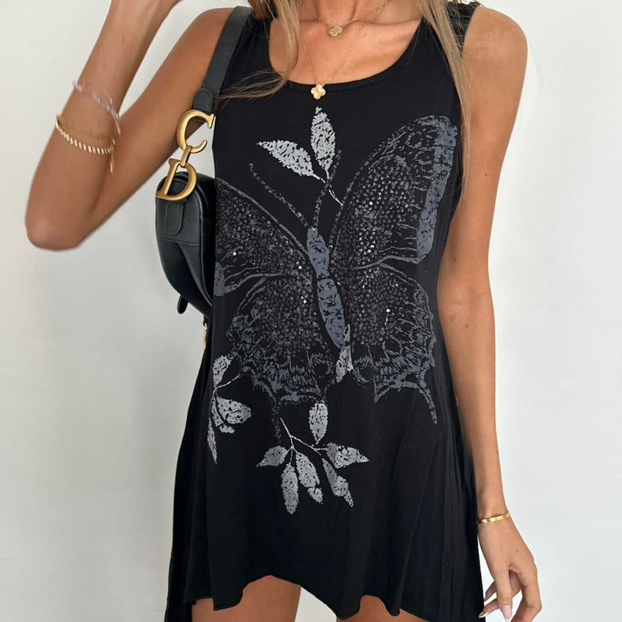 Vintage 00s butterfly print mini dress