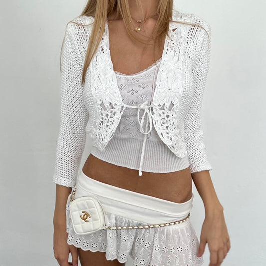 Vintage 90’s white crochet cardigan