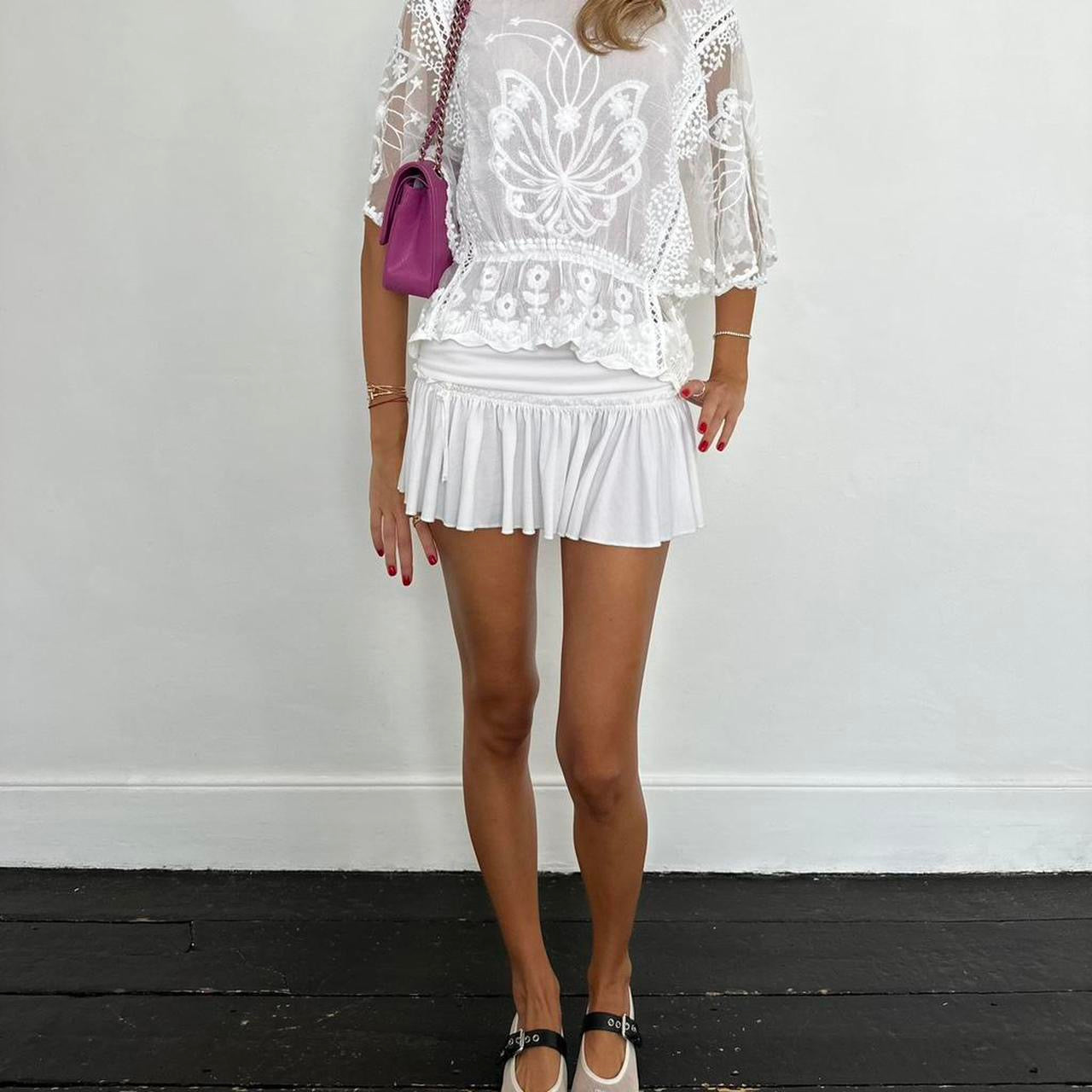 Vintage 00s boho lace white top