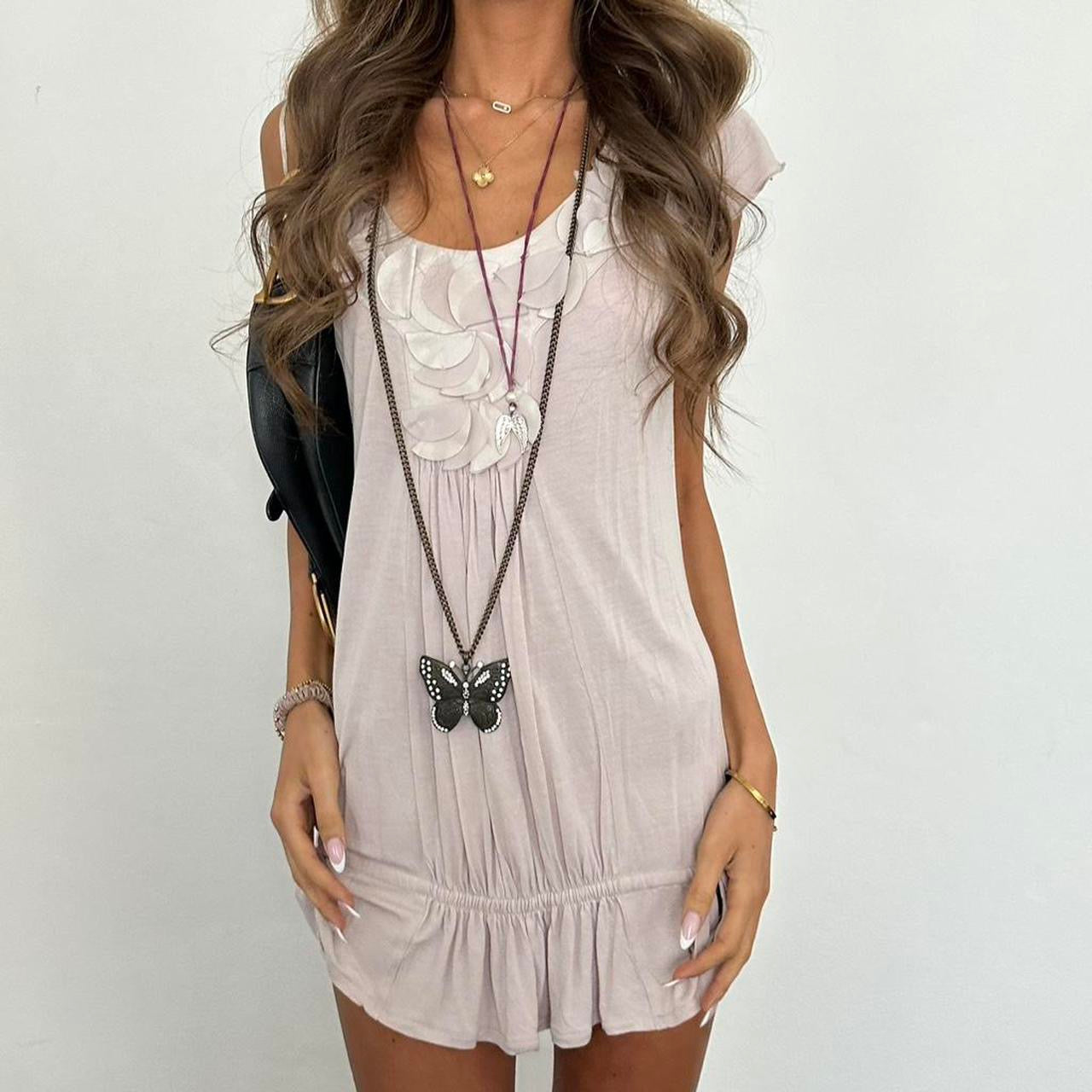 Vintage 00s embellished cream mini dress