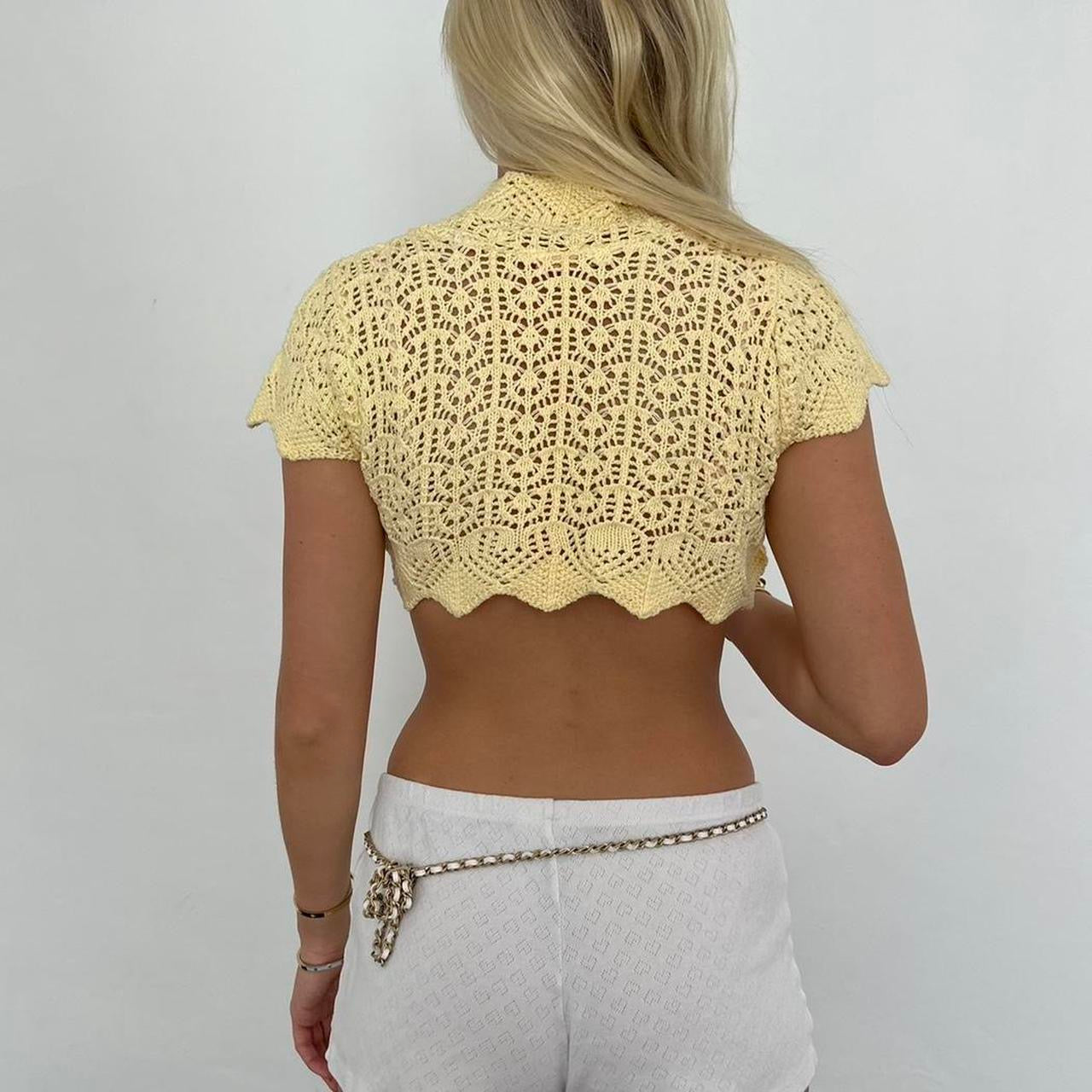 Vintage yellow crochet layering top