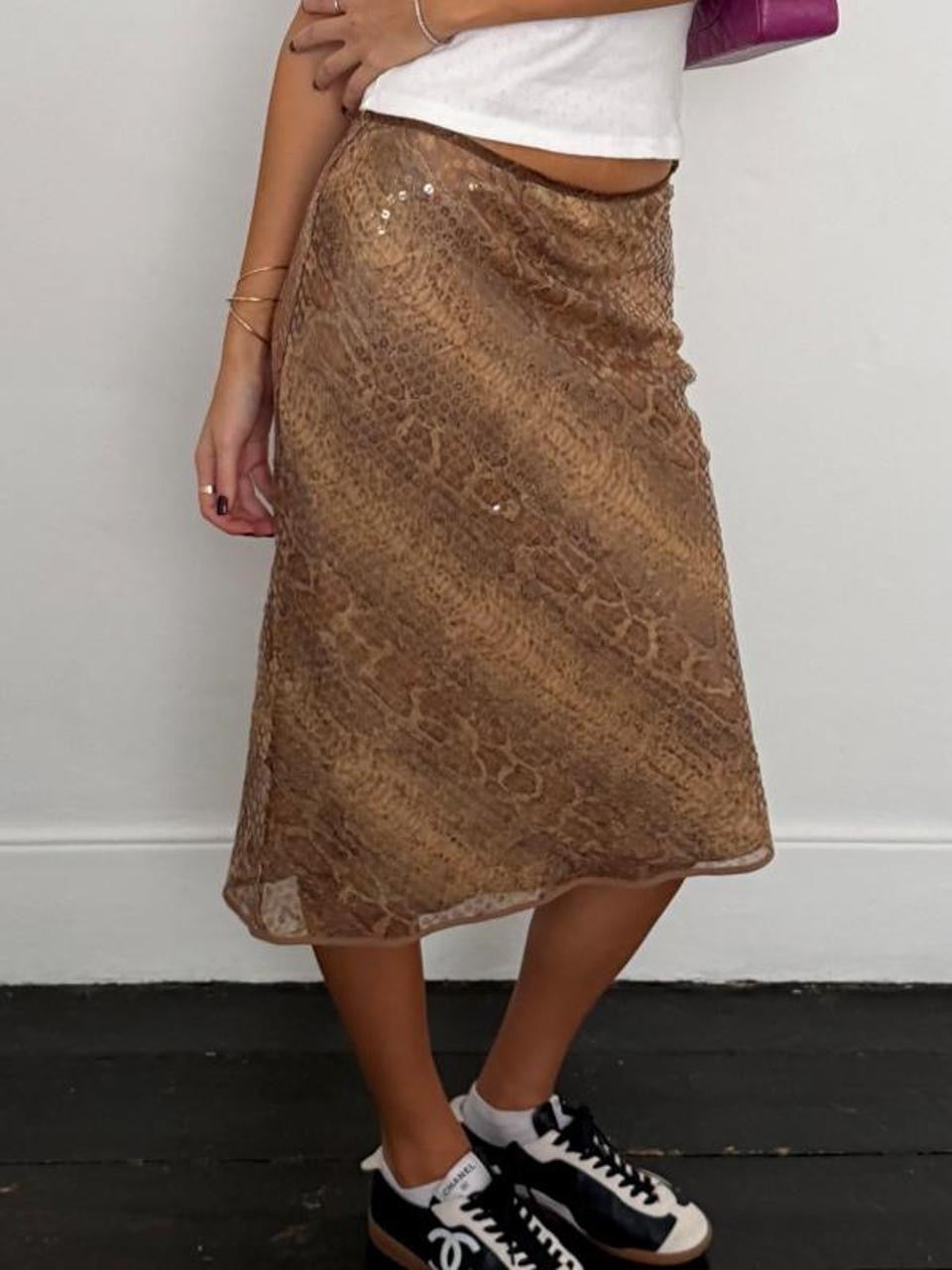 Vintage 90’s sequin leopard midi skirt
