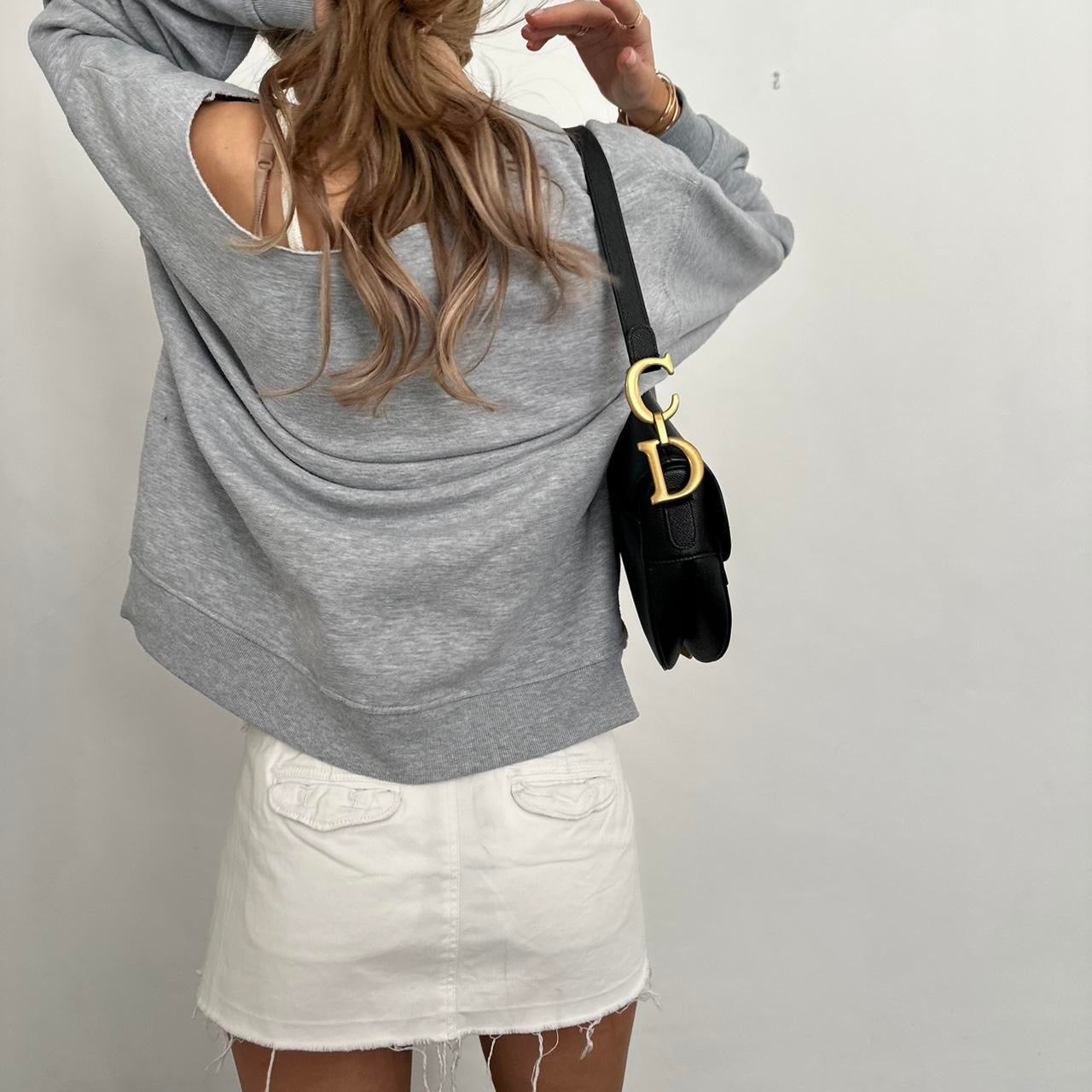 Vintage Yale grey off shoulder sweater