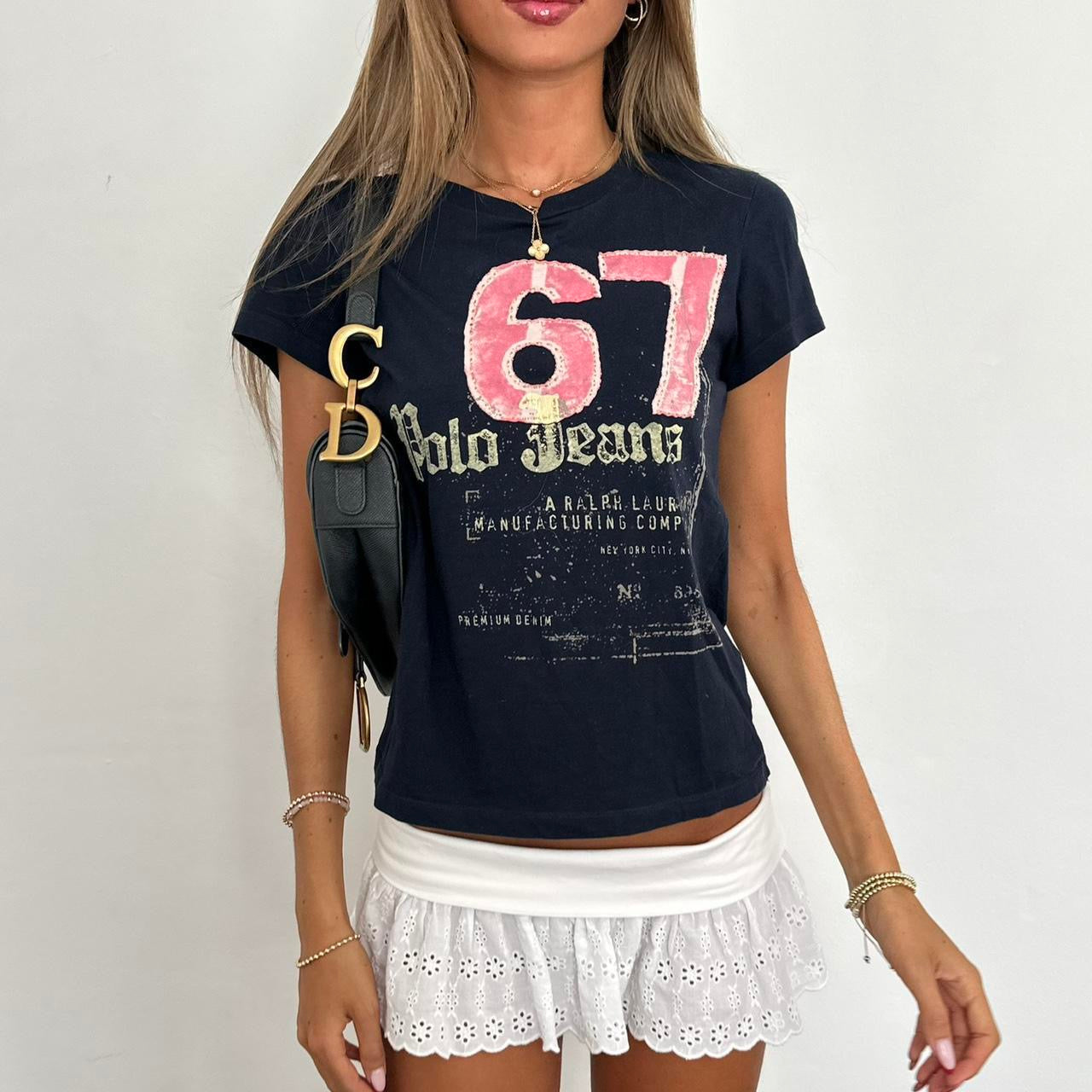 Vintage Ralph Lauren pink 67 graphic baby tee