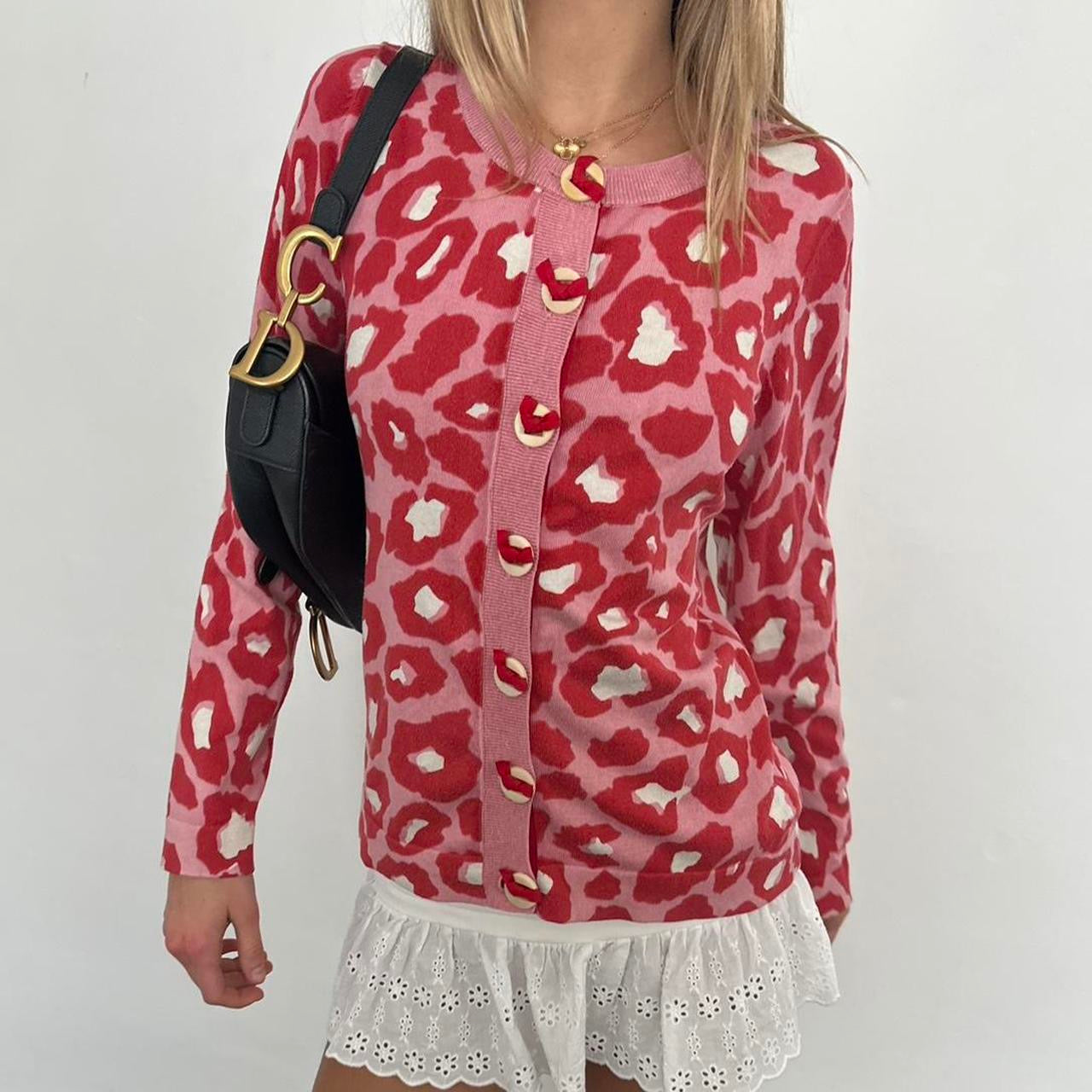 Vintage pink leopard cardigan