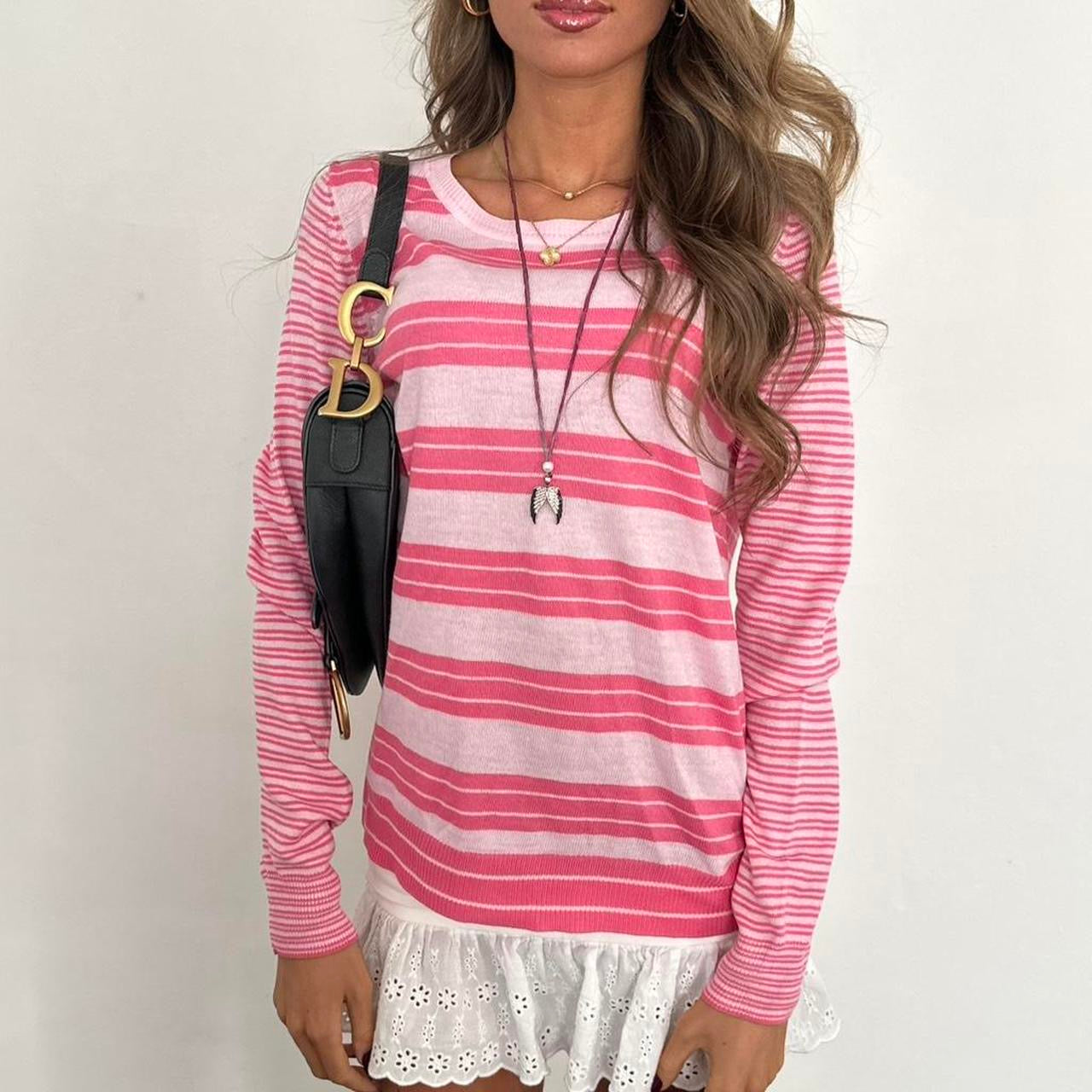 Vintage pink stripe sweater top