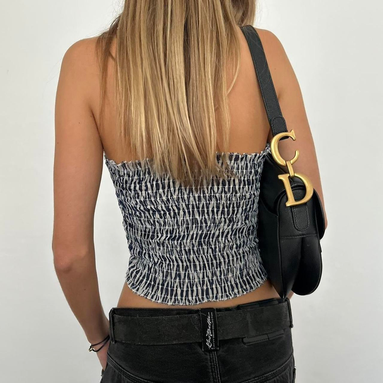 Zebra navy strapless top