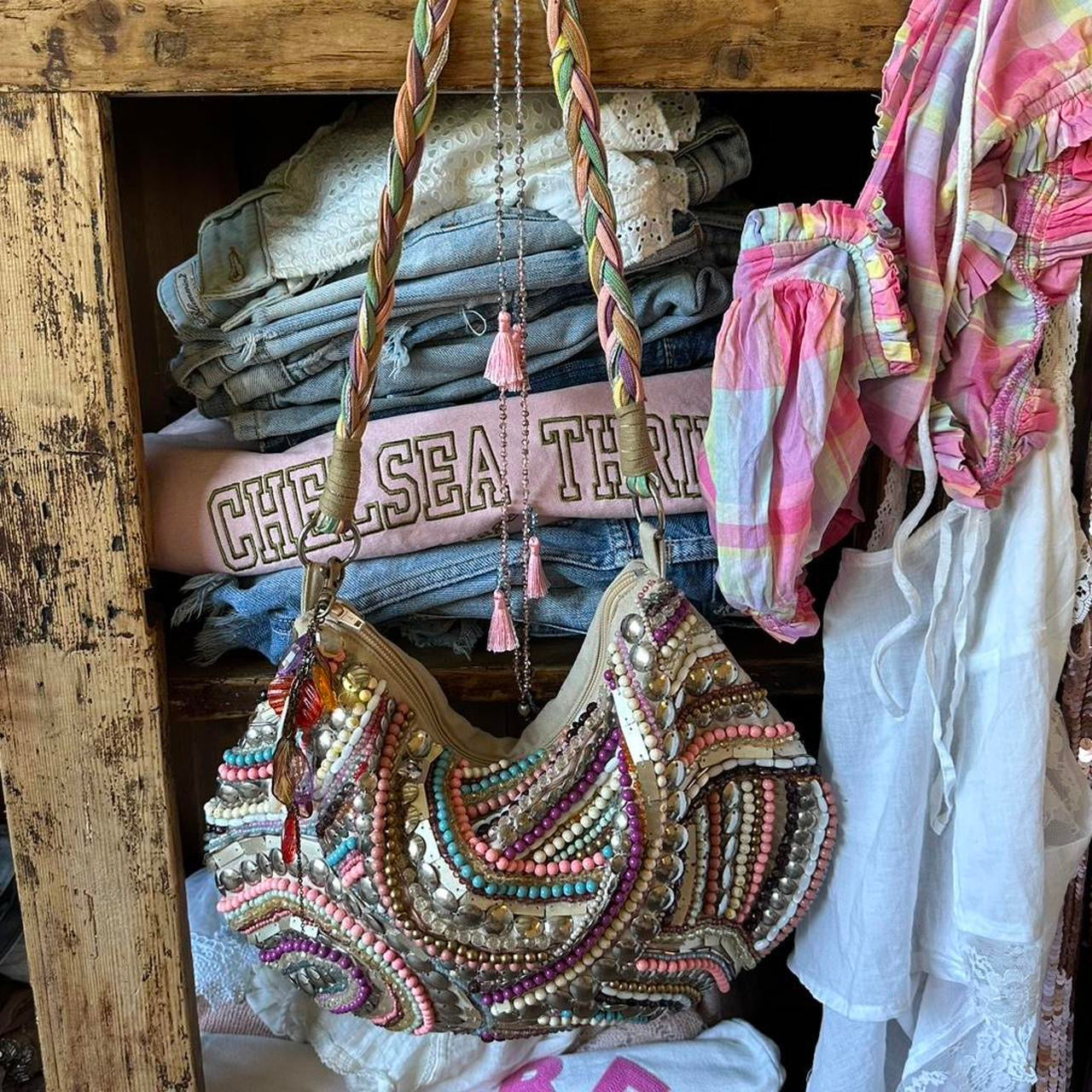 Vintage boho beaded Bag