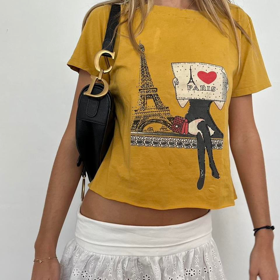 Vintage 2000’s graphic Paris baby tee