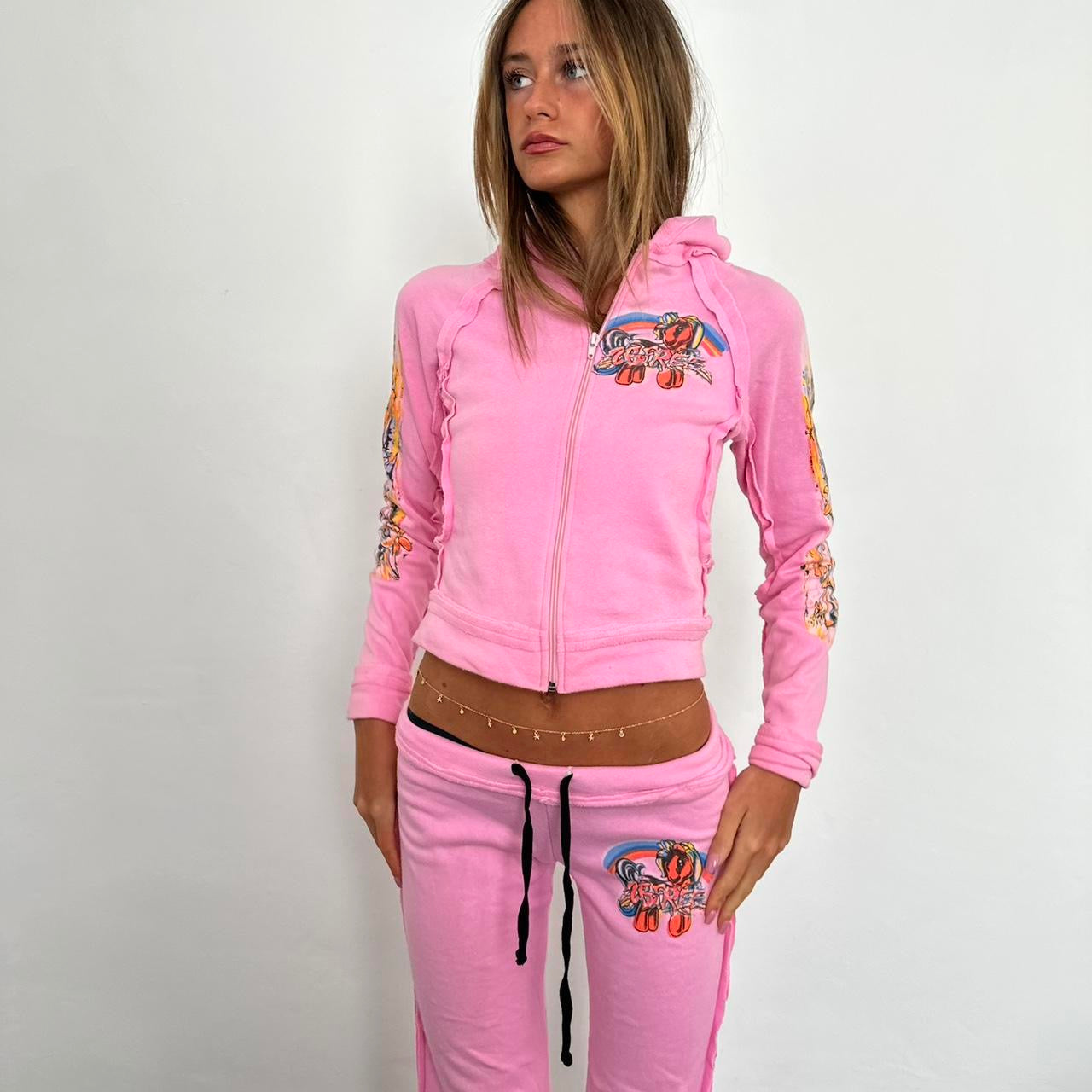 Vintage 2000s pink hoodie and sweatpants set