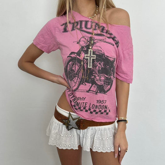 Vintage motorbike pink tee ⭐️💓