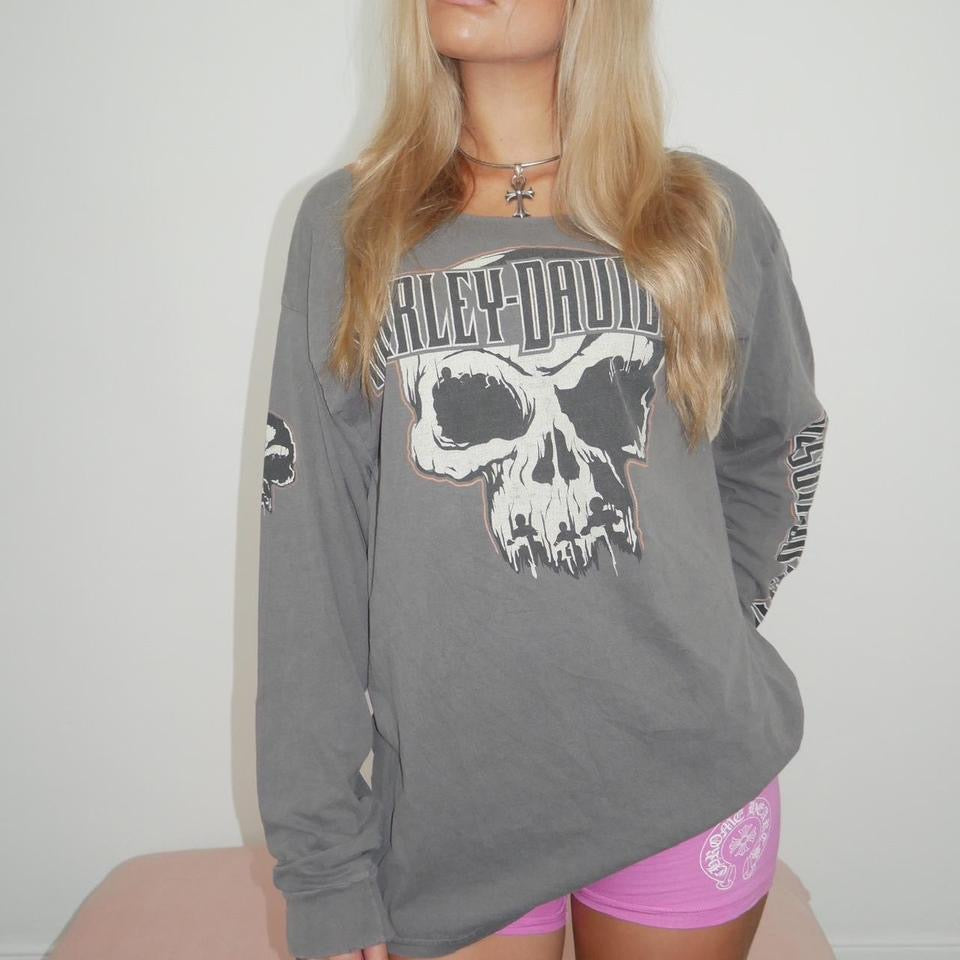 Vintage Harley Davidson grey long sleeves top