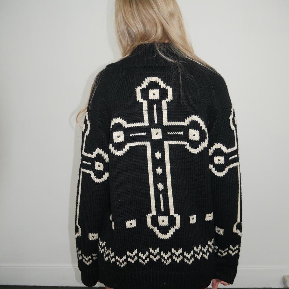 Vintage gothic cross knit jacket