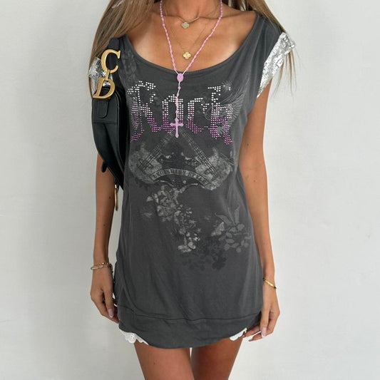 Vintage 00s grey Rocks mini dress