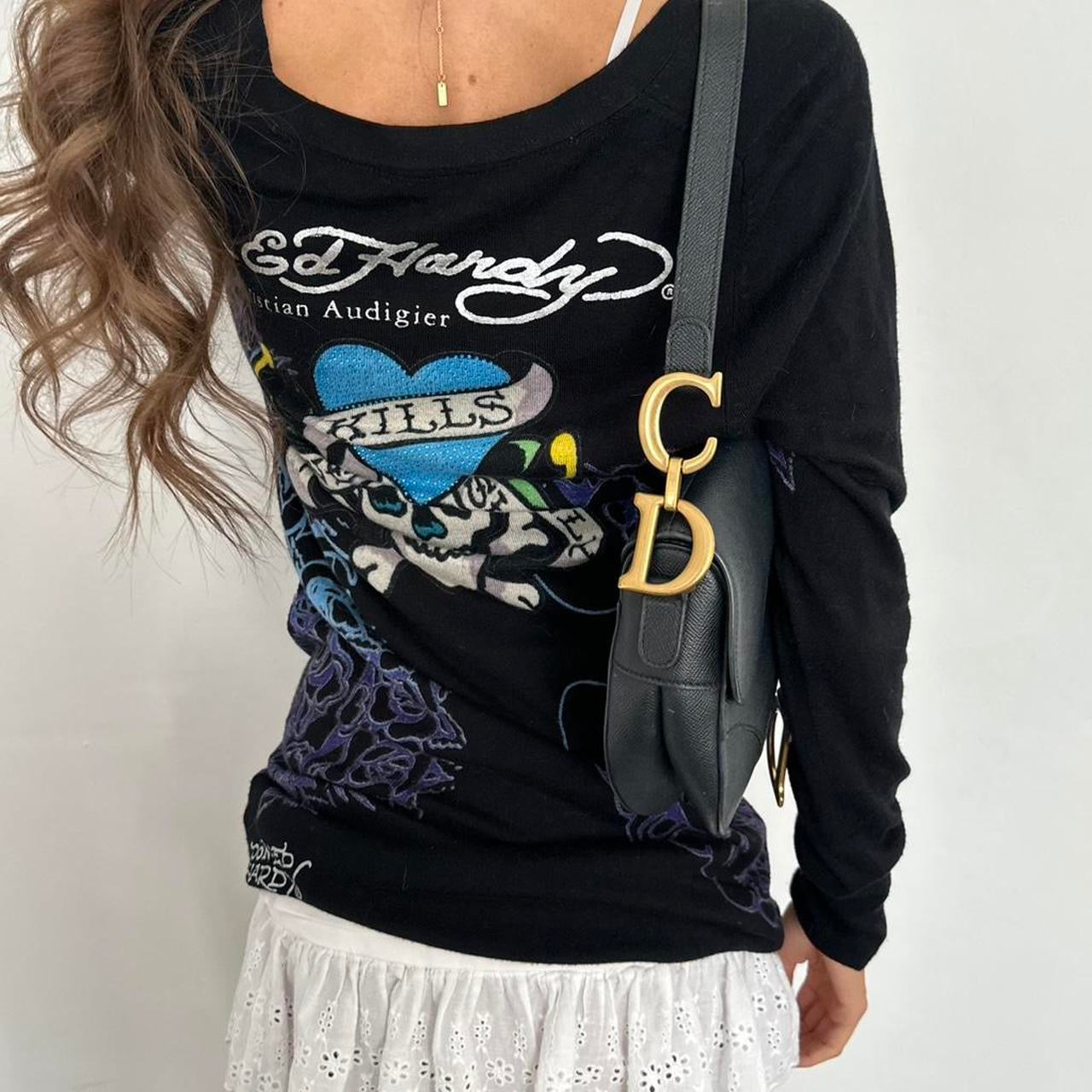 Vintage 2000s Ed Hardy rare graphic cardigan