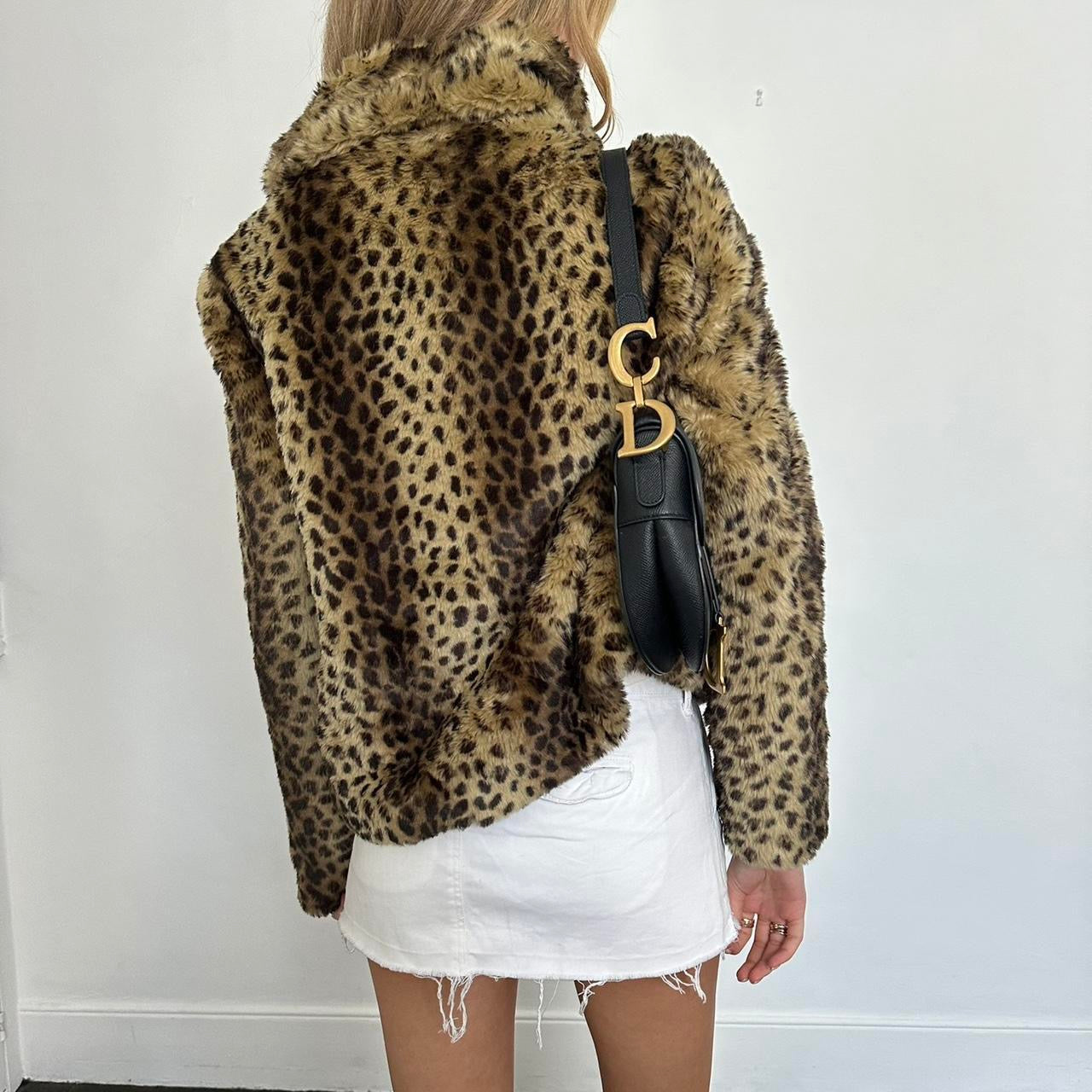 Vintage 2000’s leopard faux fur jacket