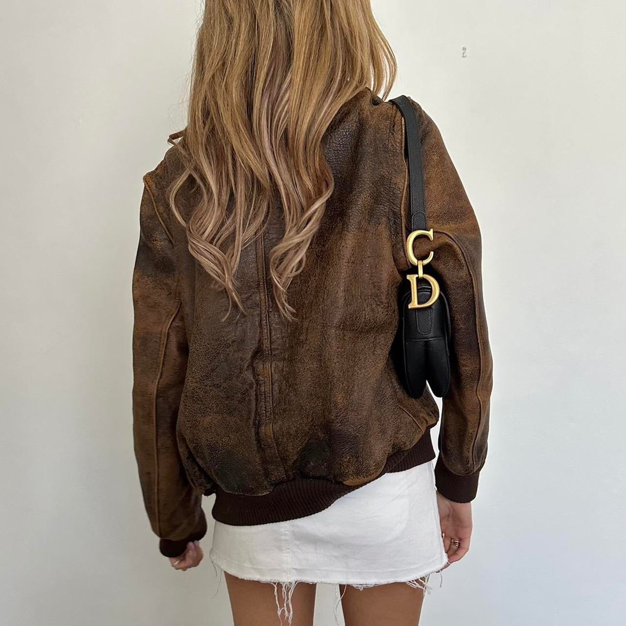 Vintage 90’s brown bomber leather jacket